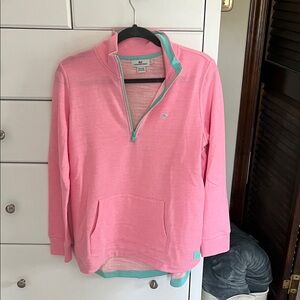 Vineyard Vines Pink Half-Zip Pullover with Aqua Accents